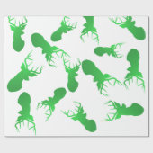 Papier Cadeau Motif vert de vacances de Noël de renne (Plat)