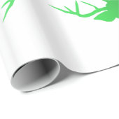 Papier Cadeau Motif vert de vacances de Noël de renne (Coin rond)