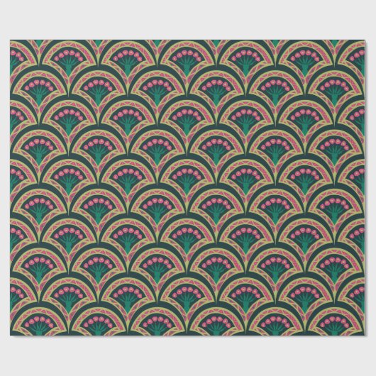 Papier Cadeau motif vert en forme de coque (Plat)