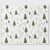 Papier Cadeau Motif vert et marron rétro des éléments de vacance (Plat)