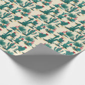 Papier Cadeau Motif vert et rouge de cactus (Coin)