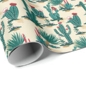 Papier Cadeau Motif vert et rouge de cactus (Coin rond)