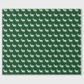 Papier Cadeau Motif vert-foncé et blanc de renne (Plat)