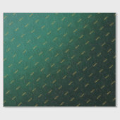 Papier Cadeau motif vert foncé texte de vacances doré (Plat)
