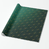 Papier Cadeau motif vert foncé texte de vacances doré (Déroulé)