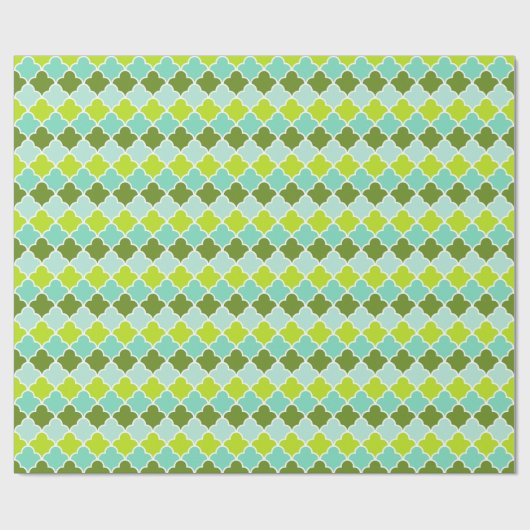 Papier Cadeau Motif vert géométrique de Quatrefoil de turquoise (Plat)