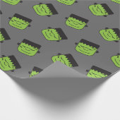 Papier Cadeau Motif vert Halloween de têtes de Frankenstein (Coin)