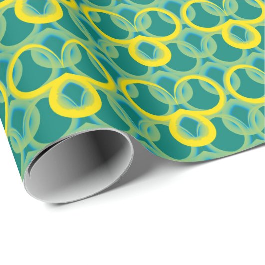 Papier Cadeau motif vert jaune géométrique Abstrait (Coin rond)