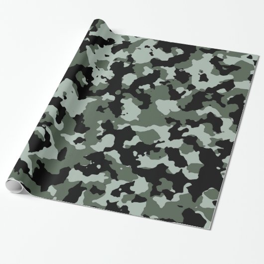 Papier Cadeau Motif vert militaire de camouflage (Déroulé)