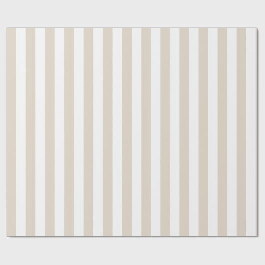 Papier Cadeau Motif vertical beige et blanc (Plat)