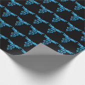 Papier Cadeau Motif Vétérinaire Bleu Et Noir Caduceus (Coin)