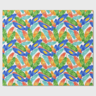 Papier Cadeau Motif vibrant de plume à l'aquarelle — Art abstrai