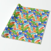 Papier Cadeau Motif vibrant de plume à l'aquarelle — Art abstrai (Déroulé)