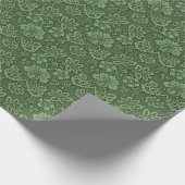 Papier Cadeau Motif victorien vert-foncé de style de fleur (Coin)