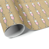 Papier Cadeau Motif Vin Rosé Or (Coin rond)