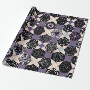 Papier Cadeau Motif vintage coloré sans couture avec fleurs et