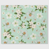 Papier Cadeau Motif vintage de fleurs de printemps (Plat)