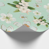 Papier Cadeau Motif vintage de fleurs de printemps (Coin)