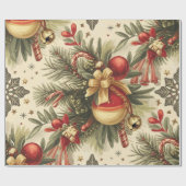 Papier Cadeau Motif Vintage de Noël (Plat)