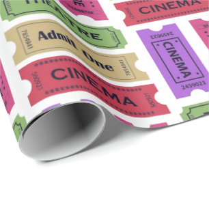 Papier Cadeau Motif vintage de souches de billet de cinéma et d