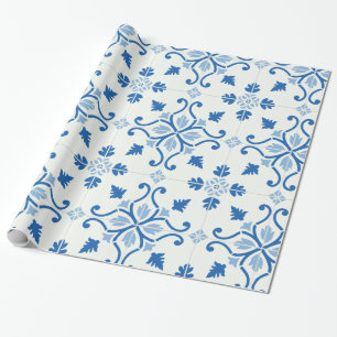 Papier Cadeau Motif Vintage du carrelage portugais Azulejo