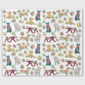 Papier Cadeau Motif vintage Fleurs et Chiens (Plat)