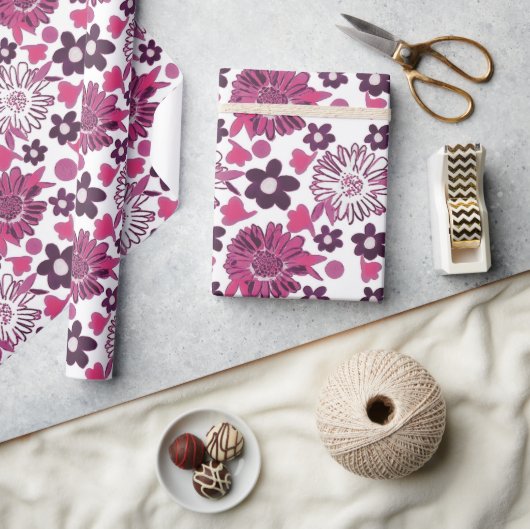 Papier Cadeau Motif Vintage floral élégant unique (Artisanat)