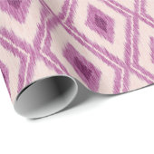 Papier Cadeau motif vintage Ikat violet. (Coin rond)