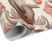 Papier Cadeau Motif vintage Krampus (Coin rond)