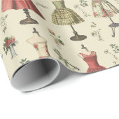 Papier Cadeau Motif vintage Mannequins (Coin rond)