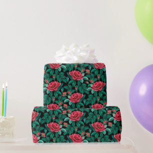 Papier Cadeau Motif vintage Red Roses