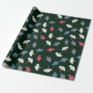 Papier Cadeau motif vintage sans soudure avec feuilles ginkgo