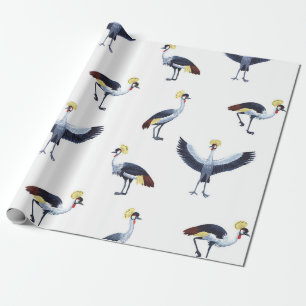 Papier Cadeau motif vintage sans soudure avec grues couronnées.