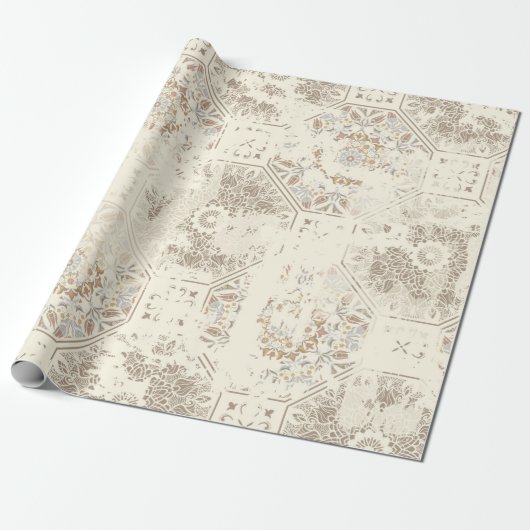 Papier Cadeau Motif vintage transparent avec effet attriti (Déroulé)