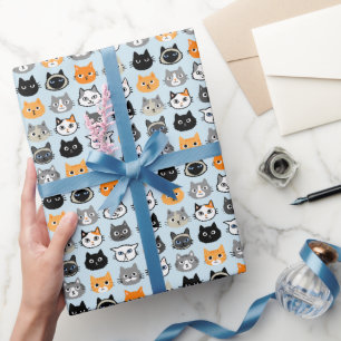 Papier Cadeau Motif Visages de chat   Cool Kitty Cat Lover