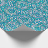 Papier Cadeau Motif vitral de Boho de turquoise florale élégante (Coin)