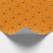 Papier Cadeau Motif Web Spider sur papier d'emballage orange (Coin)