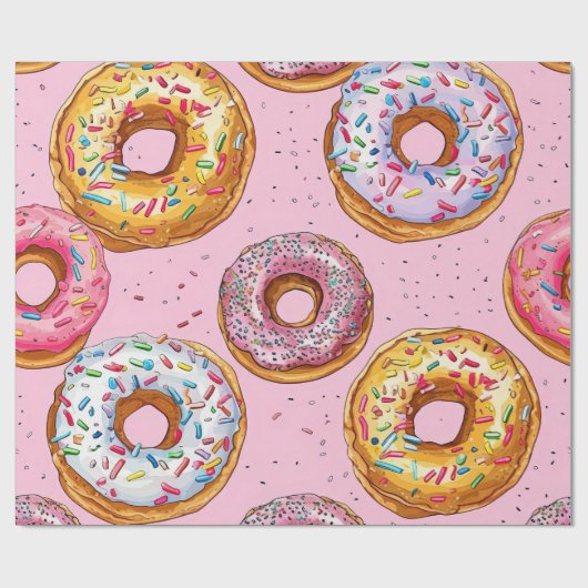 Papier Cadeau Motif Whimsical Donut (Plat)