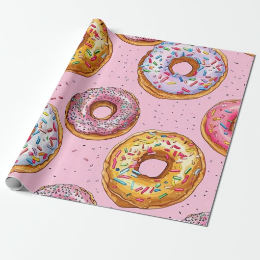 Papier Cadeau Motif Whimsical Donut (Déroulé)
