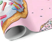 Papier Cadeau Motif Whimsical Donut (Coin rond)
