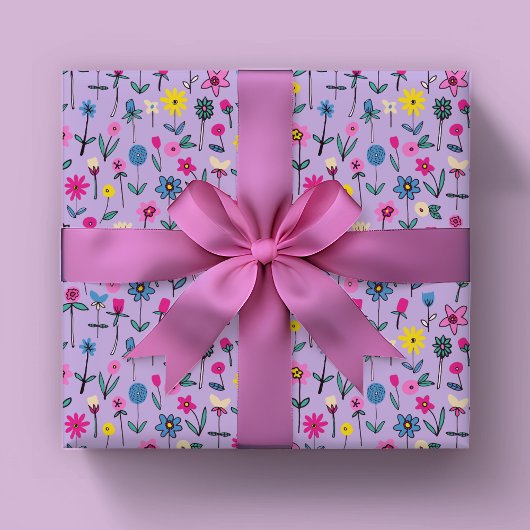 Papier Cadeau Motif Whimsical Floral pour enfants