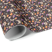 Papier Cadeau Motif Whimsical Halloween Night Sky (Coin rond)