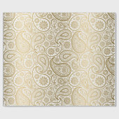 Papier Cadeau Motif White & Gold Paisley (Plat)