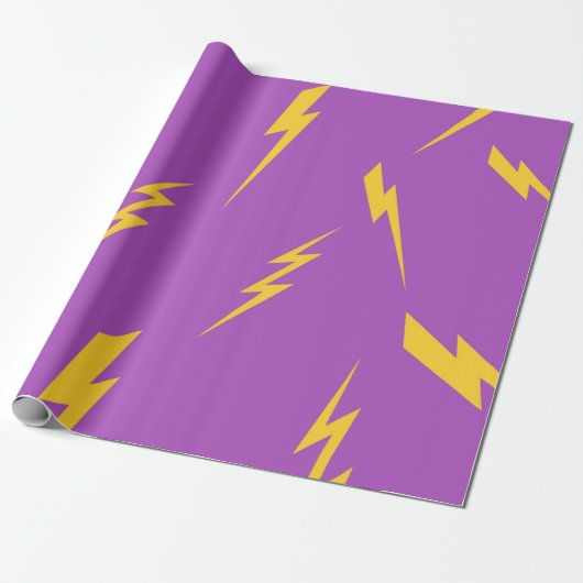 Papier Cadeau Motif Y2K Fond Violet Éclair (Déroulé)