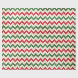 Papier Cadeau Motif Zag rouge et vert déprimé