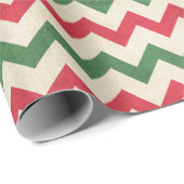 Papier Cadeau Motif Zag rouge et vert déprimé (Coin rond)