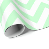 Papier Cadeau Motif ZigZag Chevron XL Blanc Menthe (Coin rond)