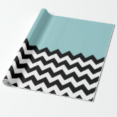 Papier Cadeau Motif Zigzag noir et blanc, Chevron, Bleu (Déroulé)
