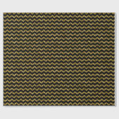 Papier Cadeau Motif Zigzag Noir Et Parties scintillant Or (Plat)