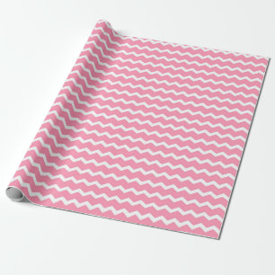 Papier Cadeau Motif zigzag rose et blanc amusant et ludique